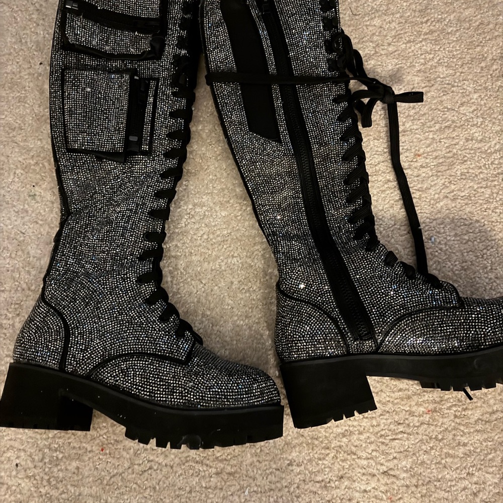 Stylish Black Glitter Women's Boots